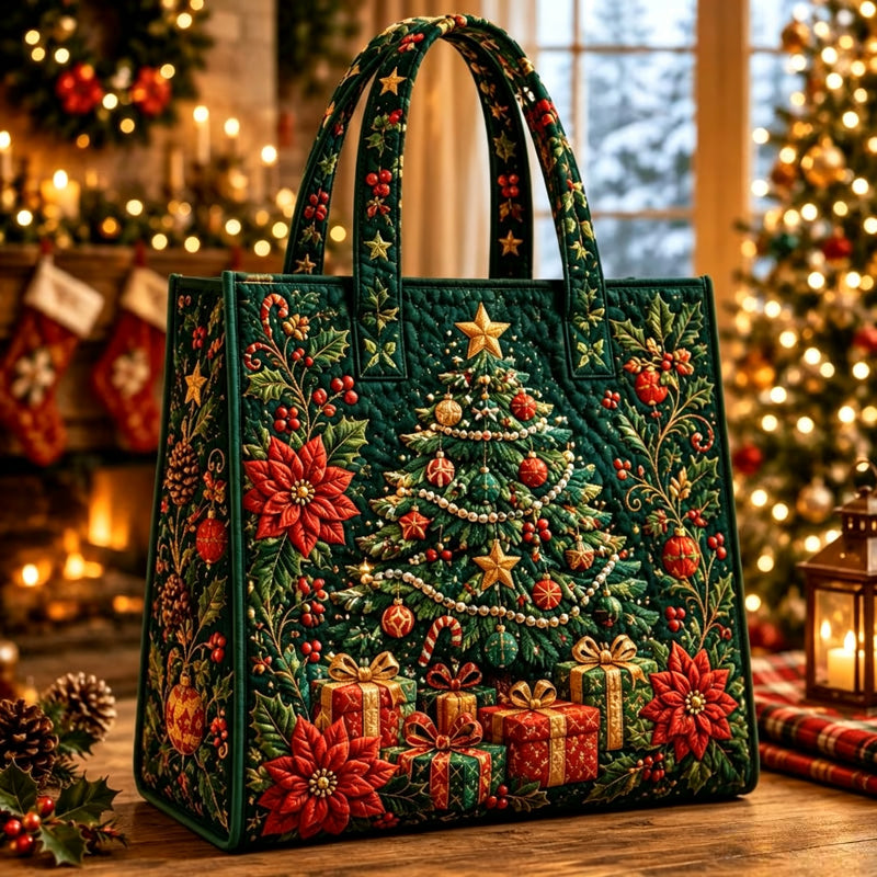 😍🎁Gewatteerde draagtas met kerstthema
