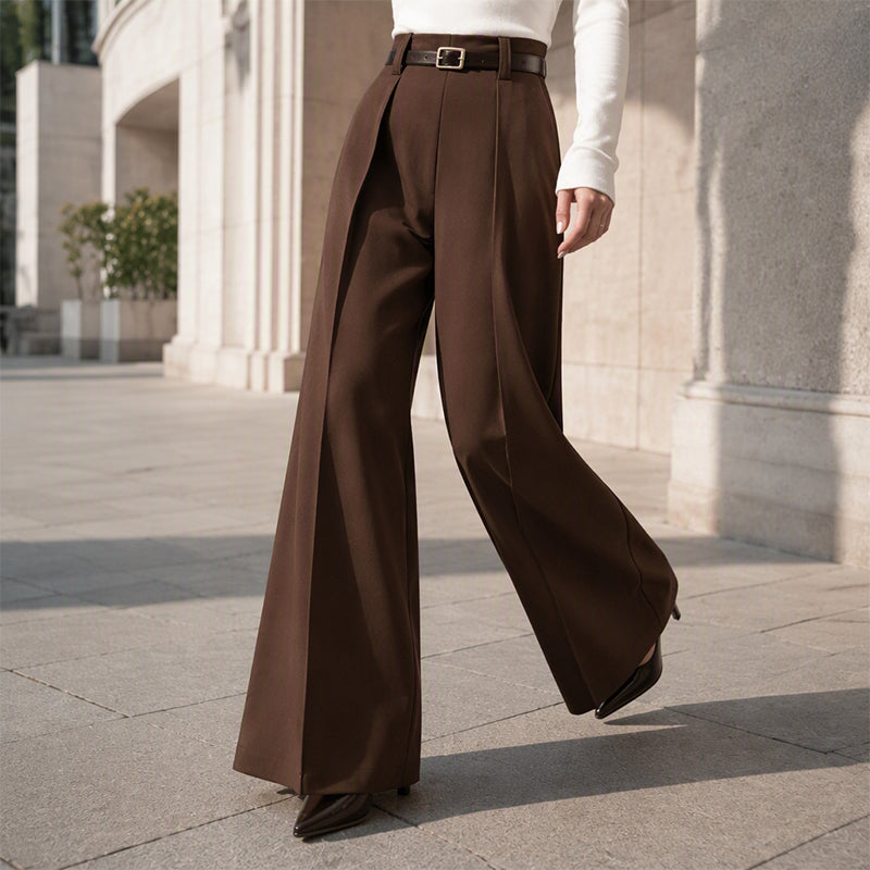 Elegante wijde pijpen broek voor dames met vallende stof