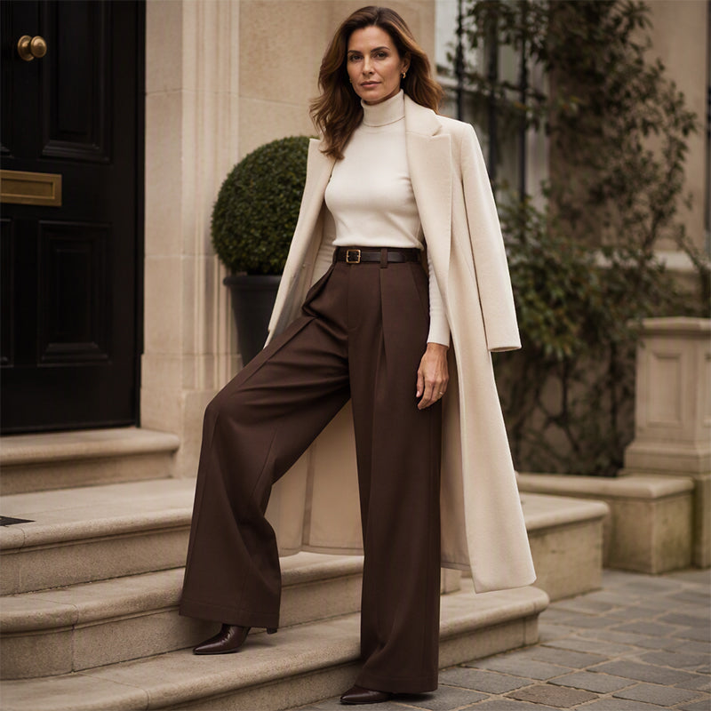 Elegante wijde pijpen broek voor dames met vallende stof