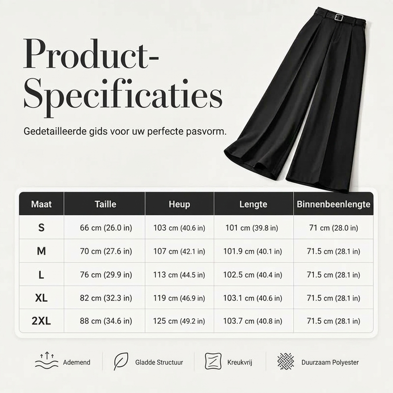 Elegante wijde pijpen broek voor dames met vallende stof