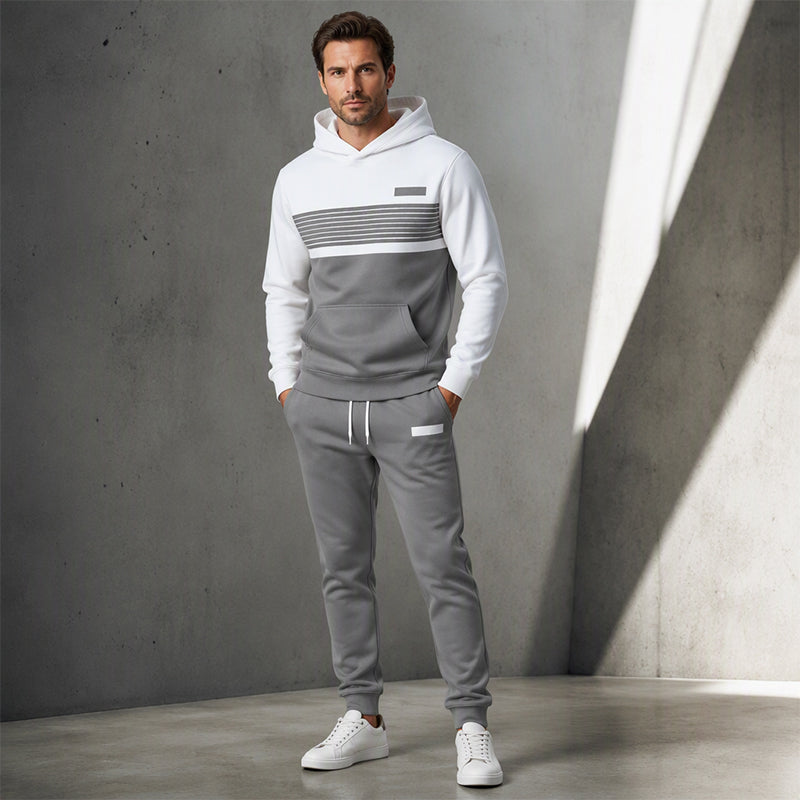 🔥Gratis verzending✈️Heren casual colour-block hoodie en broek set