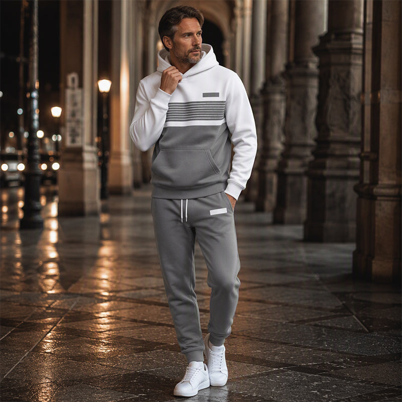 🔥Gratis verzending✈️Heren casual colour-block hoodie en broek set