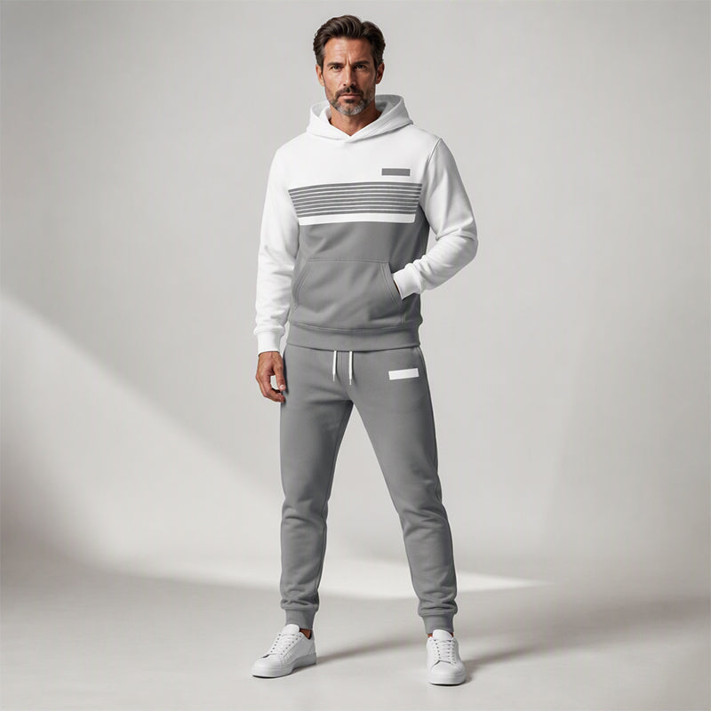 🔥Gratis verzending✈️Heren casual colour-block hoodie en broek set