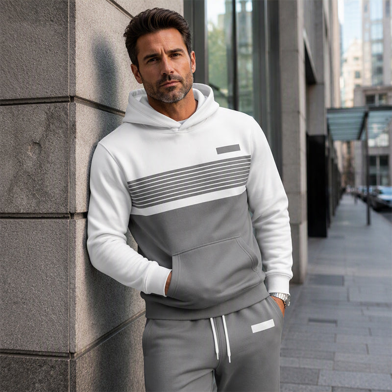 🔥Gratis verzending✈️Heren casual colour-block hoodie en broek set