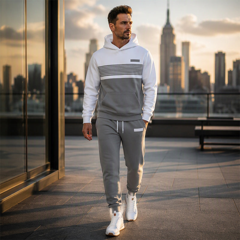 🔥Gratis verzending✈️Heren casual colour-block hoodie en broek set