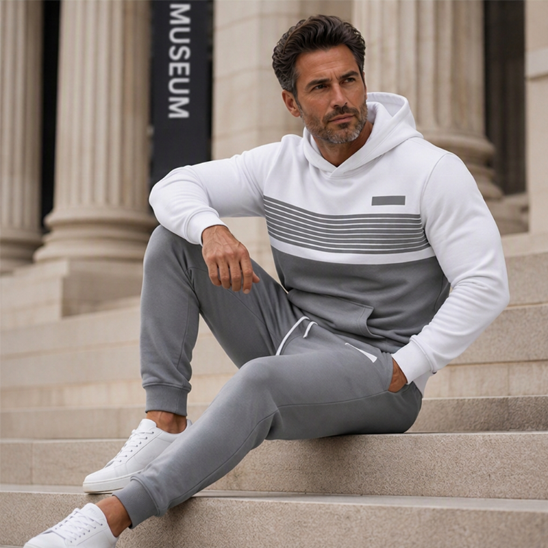🔥Gratis verzending✈️Heren casual colour-block hoodie en broek set