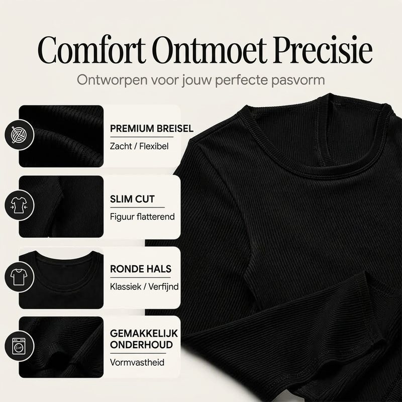 ✨ Tijdloze Basic 🤎 Klassiek Geribd Gebreid Dames Shirt met Ronde Hals – Zacht, Comfortabel & Veelzijdig