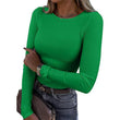 ✨ Tijdloze Basic 🤎 Klassiek Geribd Gebreid Dames Shirt met Ronde Hals – Zacht, Comfortabel & Veelzijdig