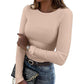 ✨ Tijdloze Basic 🤎 Klassiek Geribd Gebreid Dames Shirt met Ronde Hals – Zacht, Comfortabel & Veelzijdig
