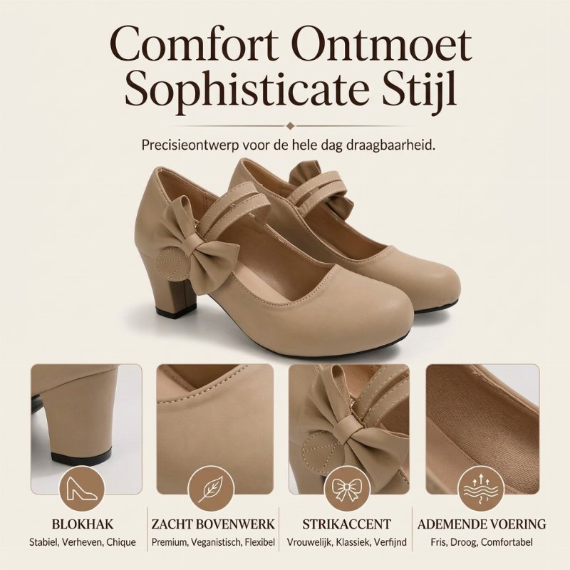 😍Elegante damesschoenen met dikke hak en strikbandje