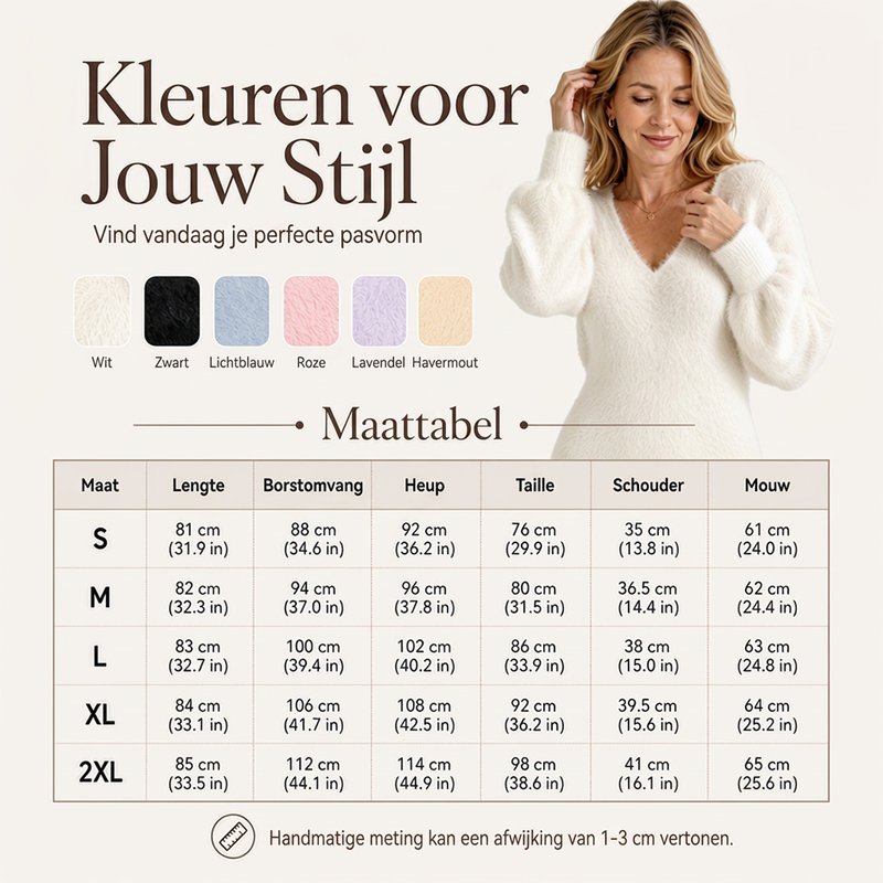 😍Dames V-hals pluizige gebreide minijurk