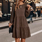 🍂 Vintage Chic ✨ Dames Ribfluwelen Jurk met Lange Mouwen – Zacht, Elegant & Tijdloze Herfststijl