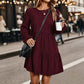 🍂 Vintage Chic ✨ Dames Ribfluwelen Jurk met Lange Mouwen – Zacht, Elegant & Tijdloze Herfststijl
