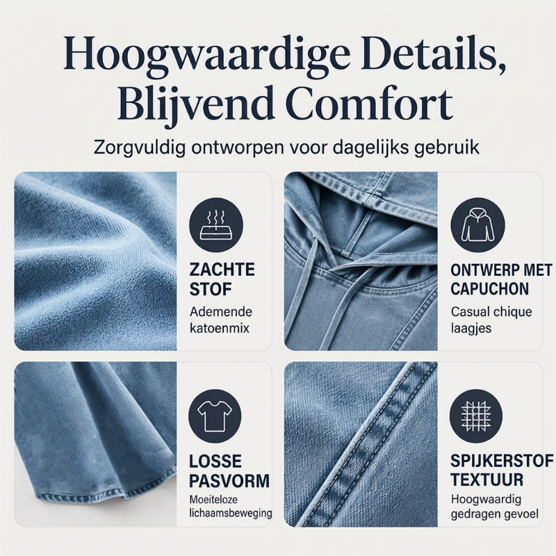 🔥Gratis verzending✈️Casual denimhoodie voor dames