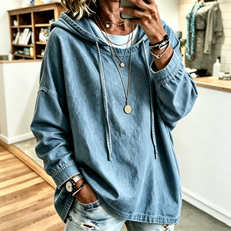 🔥Gratis verzending✈️Casual denimhoodie voor dames
