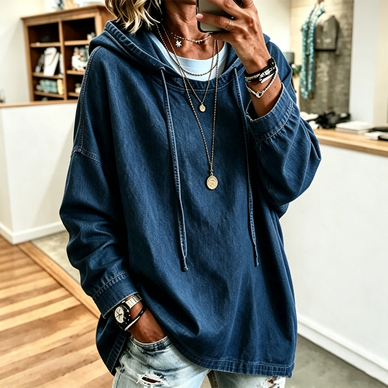 🔥Gratis verzending✈️Casual denimhoodie voor dames