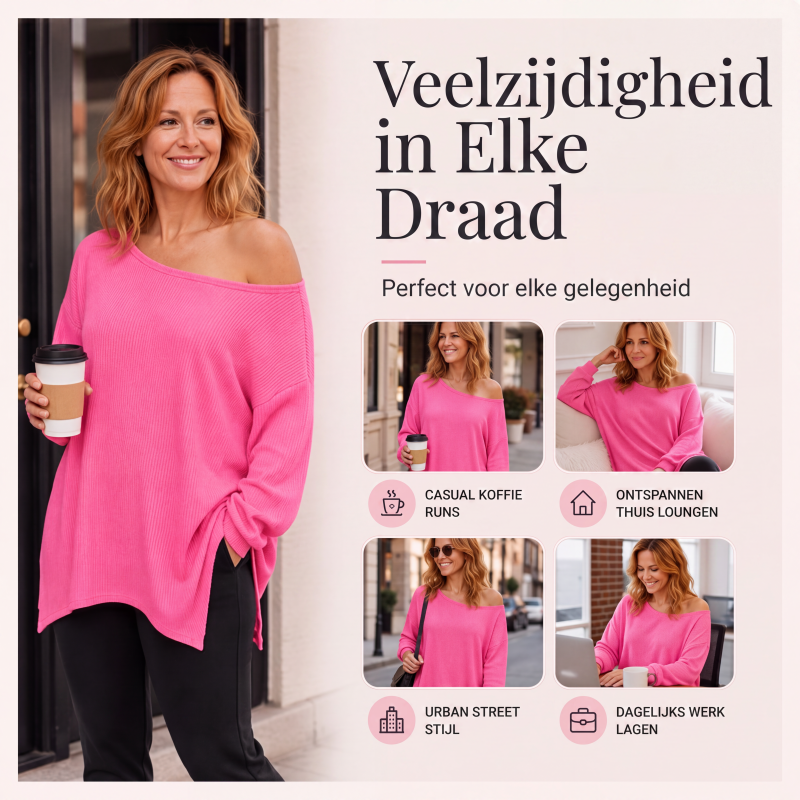 😍Off-shoulder top voor dames met splitzoom