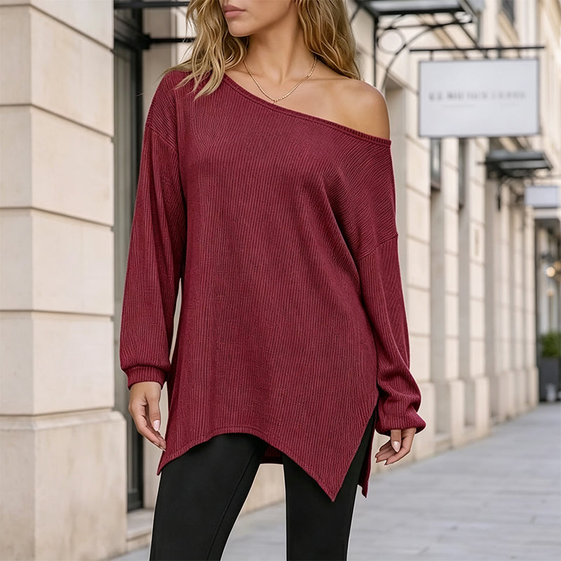 😍Off-shoulder top voor dames met splitzoom