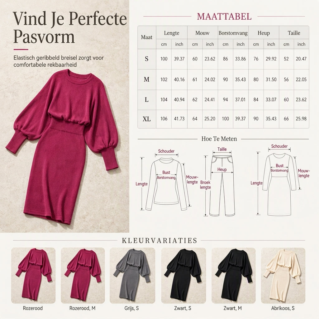 🔥Gratis verzending✈️ Dames Gebreide Jurk met Lange Mouwen – Zacht, Comfortabel & Stijlvol voor Elke Dag