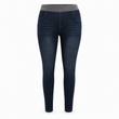 Dames high-waist pull-on slim fit donkerblauwe denim jeans met brede elastische tailleband