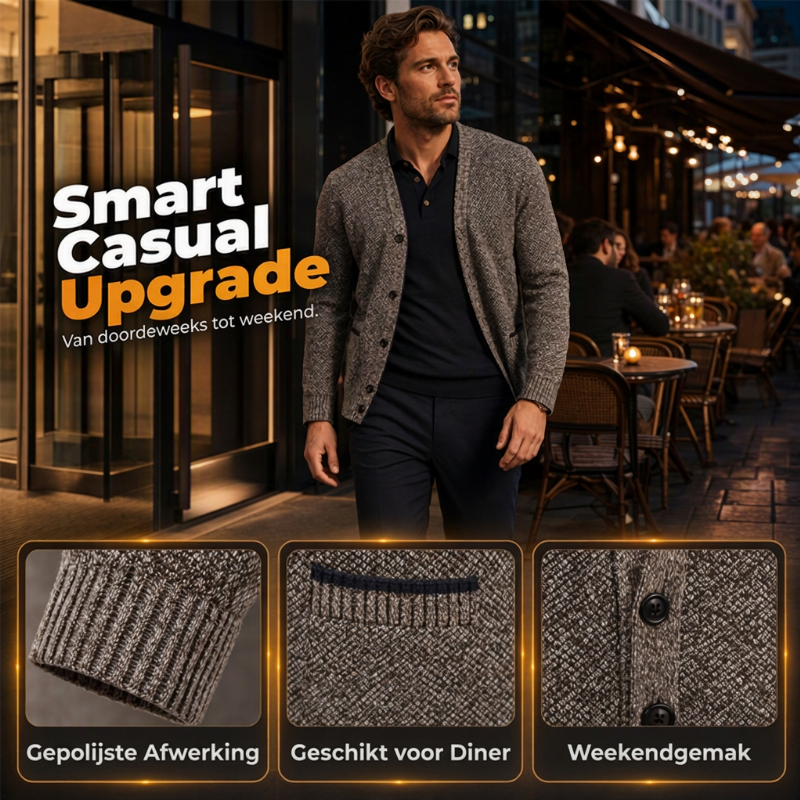🔥 Vandaag Extra Voordelig - Heren casual vest met knopen en breisel ✨ breisel stof knopen mouwloos laagjeslook