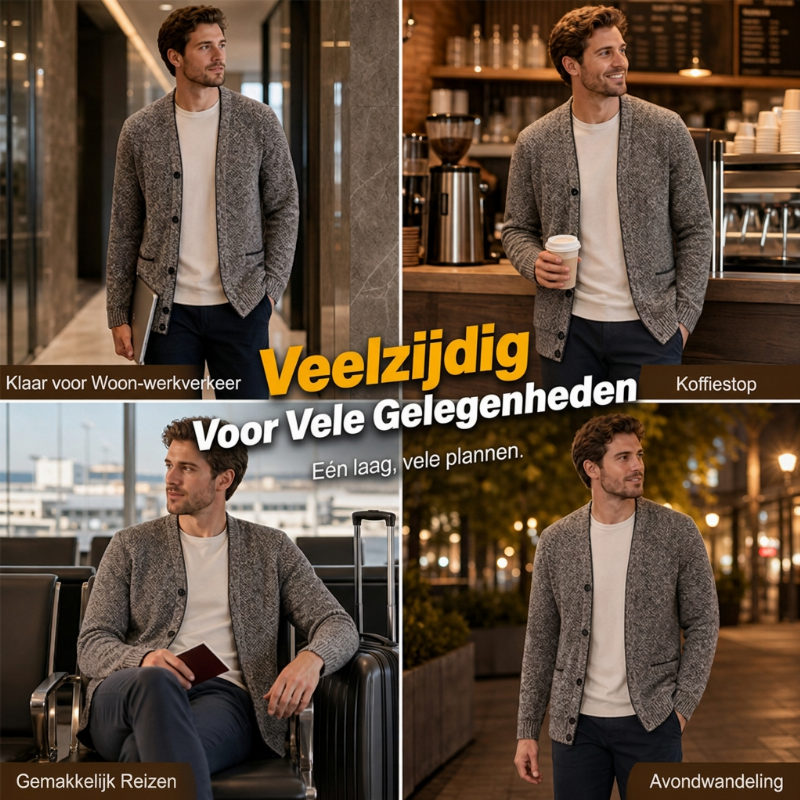 🔥 Vandaag Extra Voordelig - Heren casual vest met knopen en breisel ✨ breisel stof knopen mouwloos laagjeslook