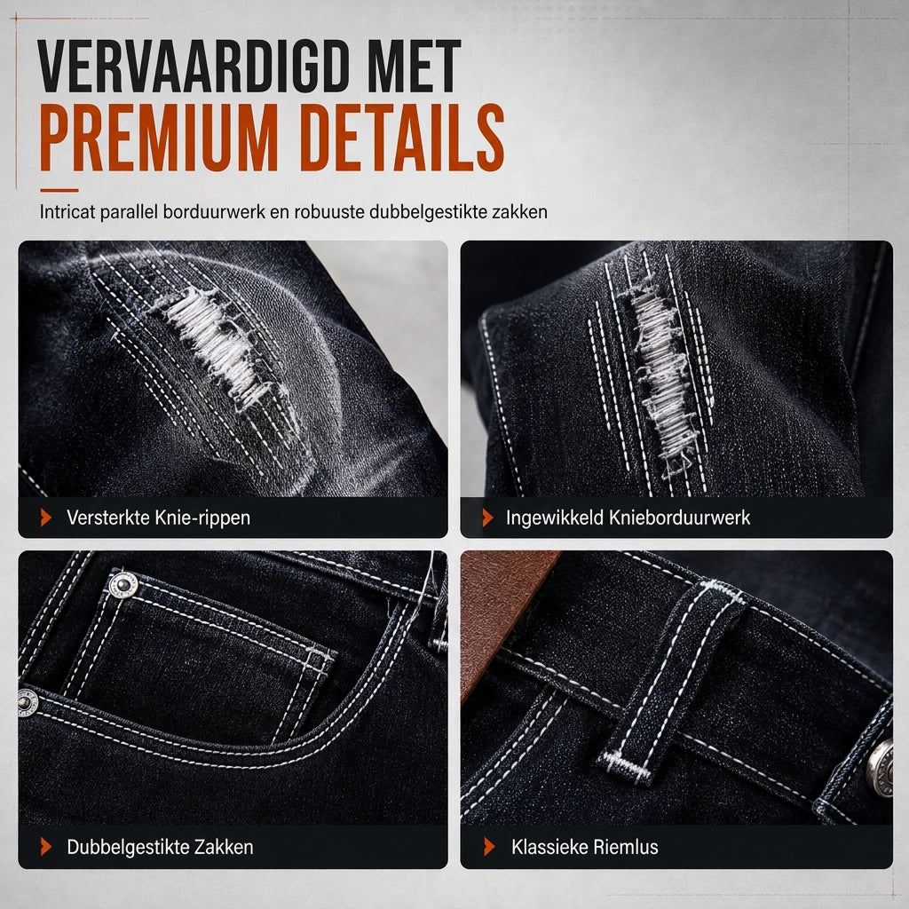 🔥Gratis verzending✈️Heren stretch slim fit jeans met scheuren