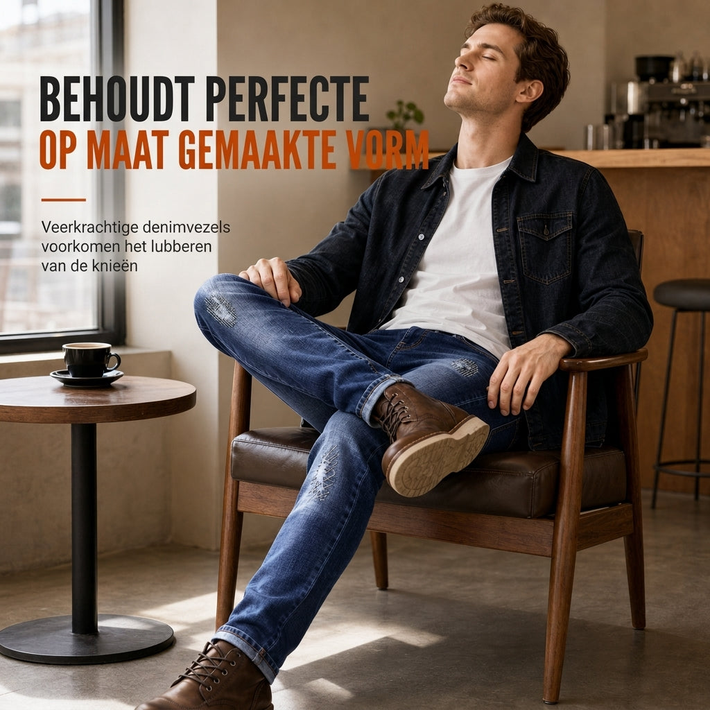 🔥Gratis verzending✈️Heren stretch slim fit jeans met scheuren
