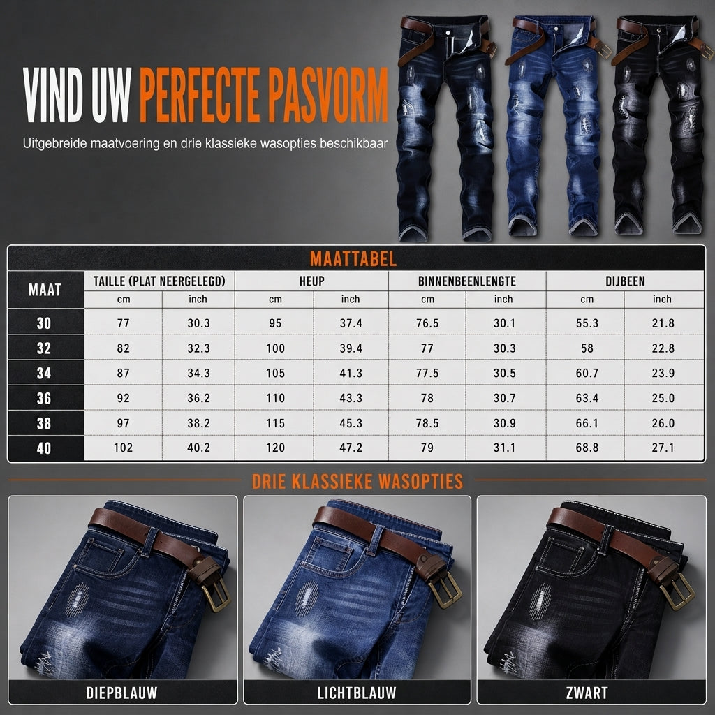 🔥Gratis verzending✈️Heren stretch slim fit jeans met scheuren