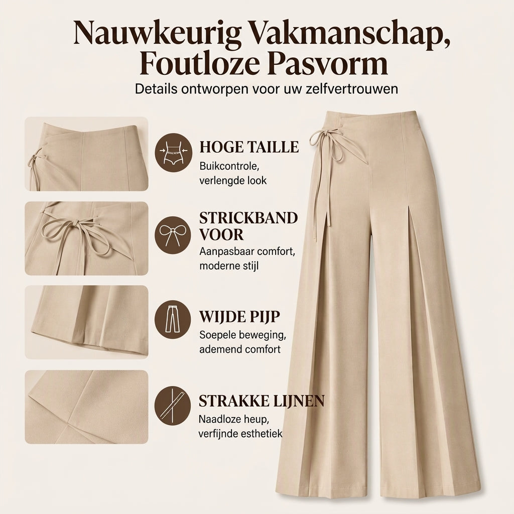 🔥 Vandaag Extra Voordelig - Casual damesbroek met hoge taille en wijde pijpen ✨ hoge taille wijde pijpen comfortabele dagbroek
