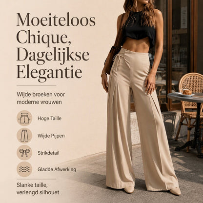 🔥 Vandaag Extra Voordelig - Casual damesbroek met hoge taille en wijde pijpen ✨ hoge taille wijde pijpen comfortabele dagbroek