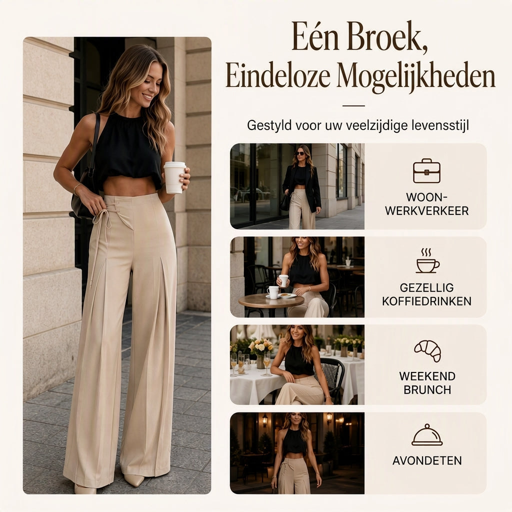 🔥 Vandaag Extra Voordelig - Casual damesbroek met hoge taille en wijde pijpen ✨ hoge taille wijde pijpen comfortabele dagbroek