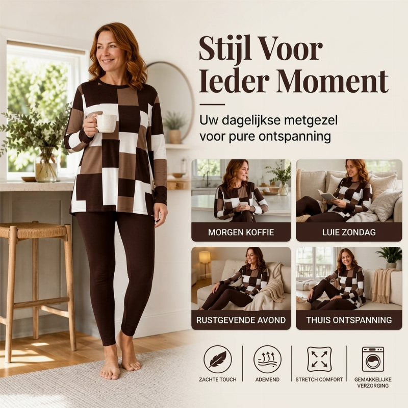 ✨ Damesset met bedrukte langemouwen top en leggings