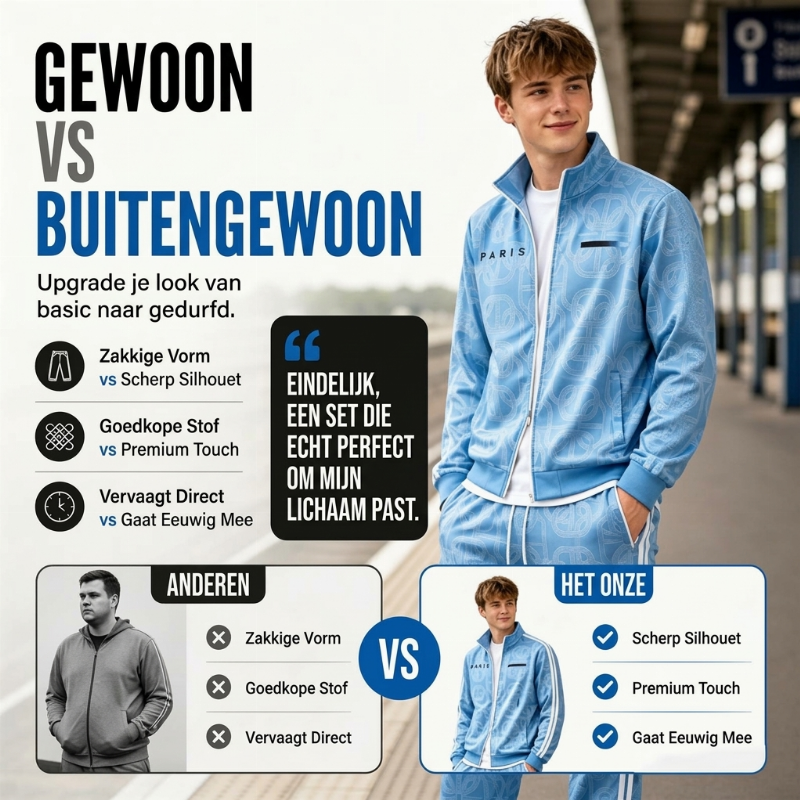✈️Gratis verzending✨ Nieuwe Look 💫 Heren Set met Geometrische Print, Jack met Volledige Ritssluiting en Broek – Comfortabel, Stoer & Trendy