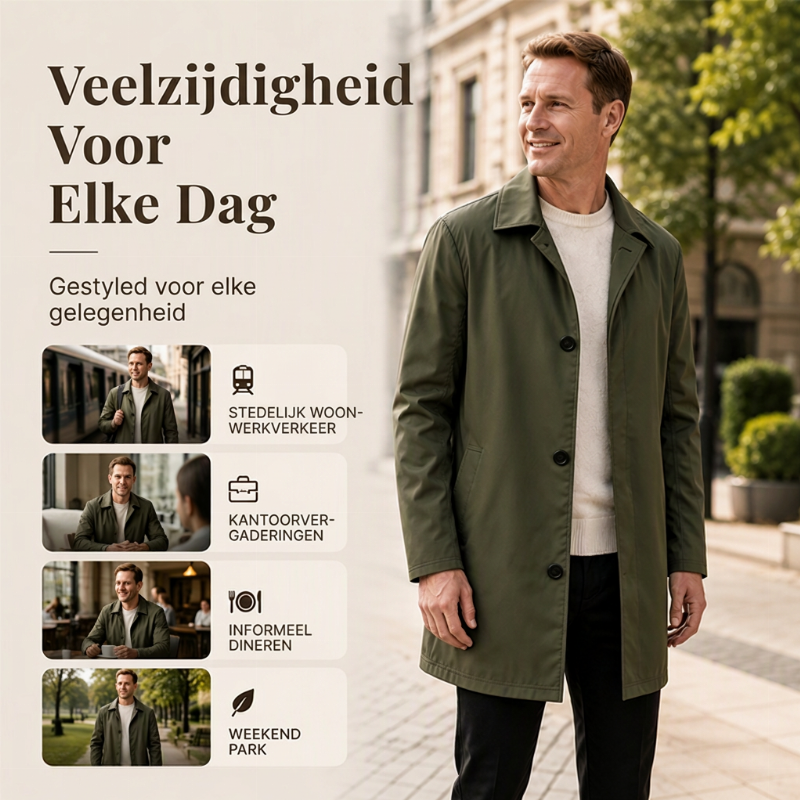 ✨ Nieuwe Look 💫 Minimalistische Herenjas met Enkele Rij Sluiting en Middellange Lengte – Stijlvol, Comfortabel & Tijdloos