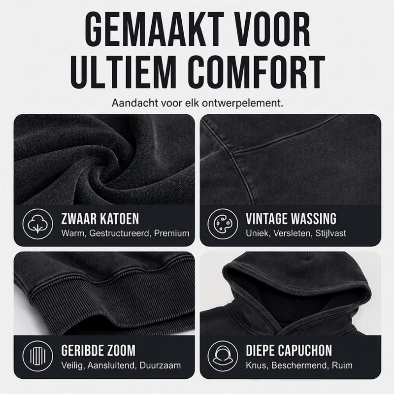 🔥Gratis verzending✈️Unisex Oversized Hoodie met Acid-Wash Look – Casual, Comfortabel & Trendy 🖤