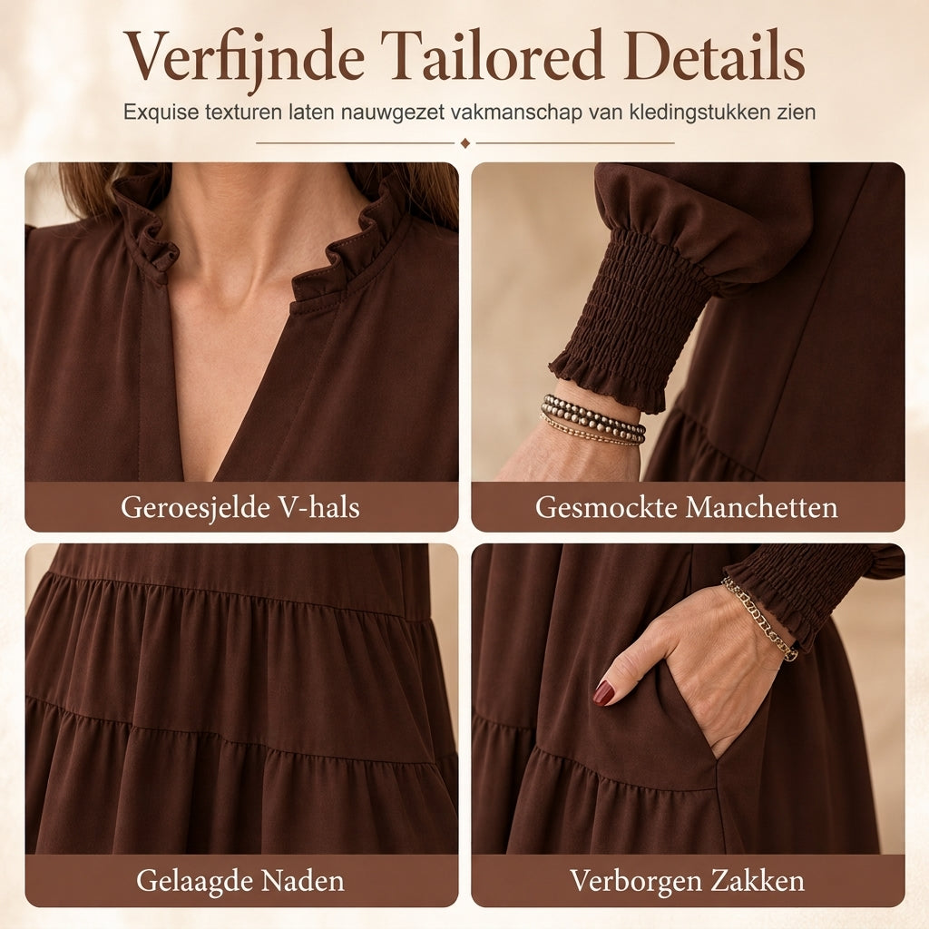 ✨ Trendy Favoriet 💕 Dames Mini-Jurk met V-Hals & Gelaagde Volants – Vrouwelijk, Speels & Elegant 👗