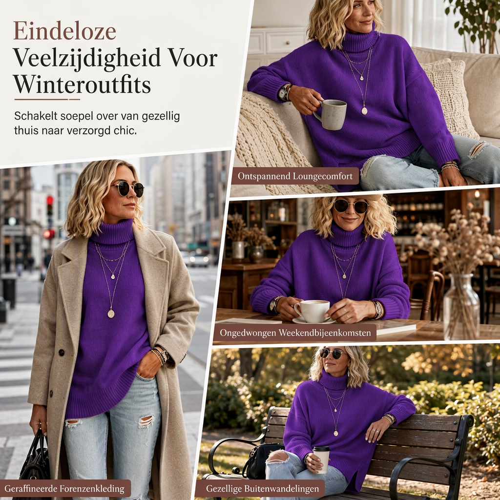 🔥Gratis verzending✈️Dames gebreide coltrui met losse pasvorm