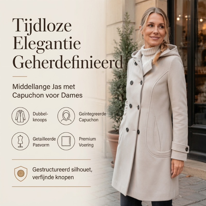 🔥Gratis verzending✈️Damesjas met capuchon en dubbele knoopsluiting van keperstof ✨ capuchon dubbele knoopsluiting stevige keperstof
