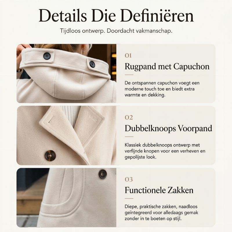 🔥Gratis verzending✈️Damesjas met capuchon en dubbele knoopsluiting van keperstof ✨ capuchon dubbele knoopsluiting stevige keperstof