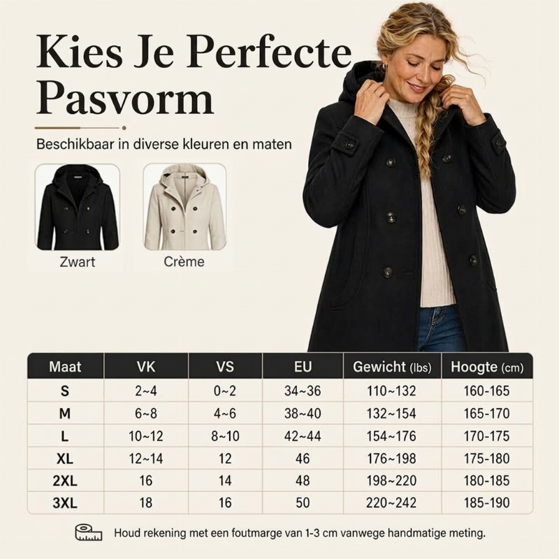 🔥Gratis verzending✈️Damesjas met capuchon en dubbele knoopsluiting van keperstof ✨ capuchon dubbele knoopsluiting stevige keperstof