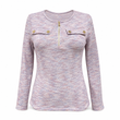 ✨ Nieuwe Look 💫 Dames Gebreid Topje met Lange Mouwen V‑hals en Halve Rits – Trendy Zacht & Stijlvol