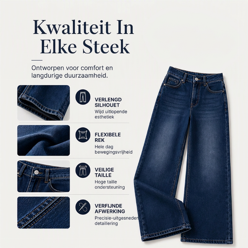 🔥Gratis verzending✈️Dames Hoge Taille Jeans met Wijde Pijpen en Stretch – Comfortabel Flatterend & Modieus