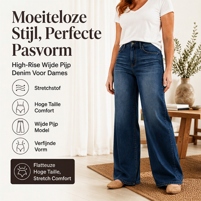 🔥Gratis verzending✈️Dames Hoge Taille Jeans met Wijde Pijpen en Stretch – Comfortabel Flatterend & Modieus