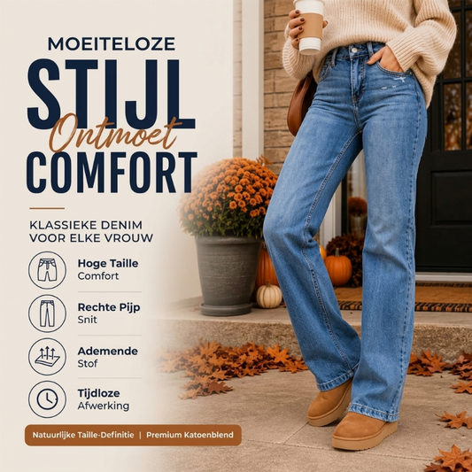 🔥 50% KORTING ✨ Dames Hoge Taille Stretch Jeans 👖 Casual Slim Fit Denim met Comfortabele Pasvorm