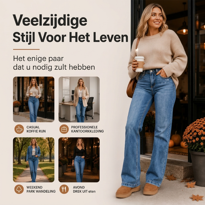 🔥 50% KORTING ✨ Dames Hoge Taille Stretch Jeans 👖 Casual Slim Fit Denim met Comfortabele Pasvorm