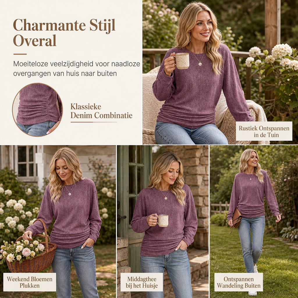 ✨ Nieuwe Collectie — Dames casual losvallende rondhals trui met batwing‑mouwen ✨ comfortabel passend voor dagelijks uitje en vrije tijd