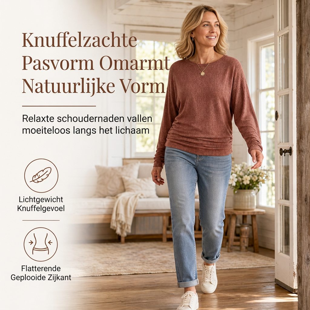 ✨ Nieuwe Collectie — Dames casual losvallende rondhals trui met batwing‑mouwen ✨ comfortabel passend voor dagelijks uitje en vrije tijd