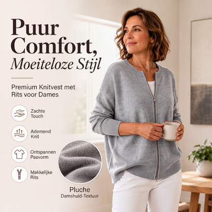 🔥Gratis verzending✈️ Casual Dames Gebreide Jas met Rits – Comfortabel, Zacht & Makkelijk te Combineren 🧥