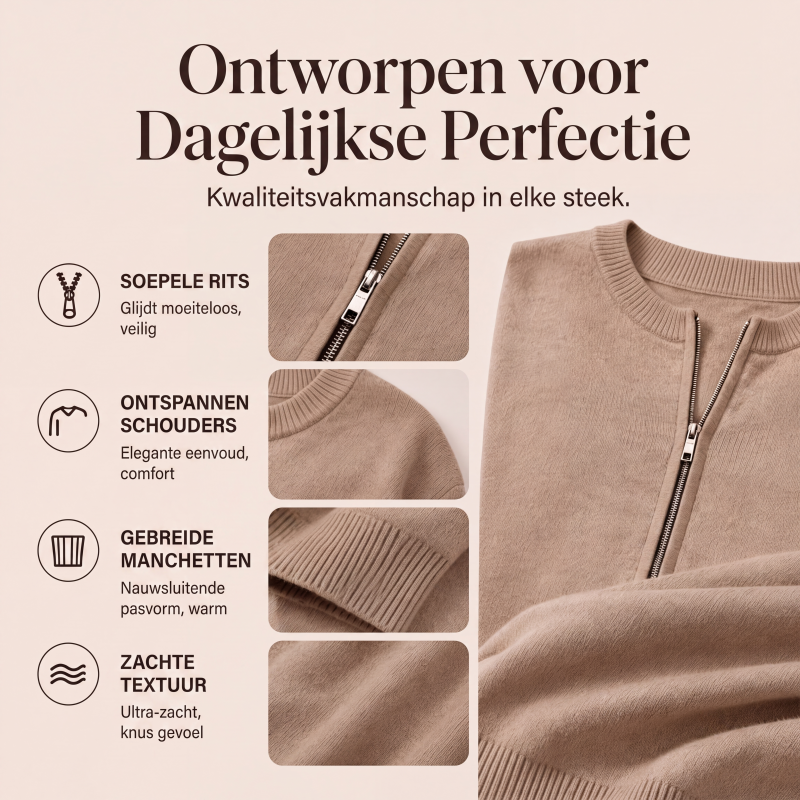 🔥Gratis verzending✈️ Casual Dames Gebreide Jas met Rits – Comfortabel, Zacht & Makkelijk te Combineren 🧥